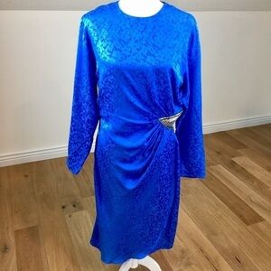 Vintage Silk Embossed Floral Midi Dress